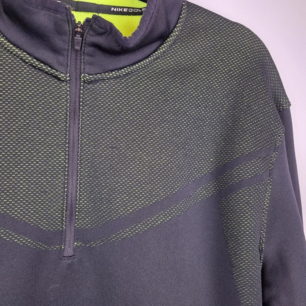 Nike Jacket Men's Large Black Hypervis 1/2 Zip Cover-Up Rory‎ McIlroy Golf Neon